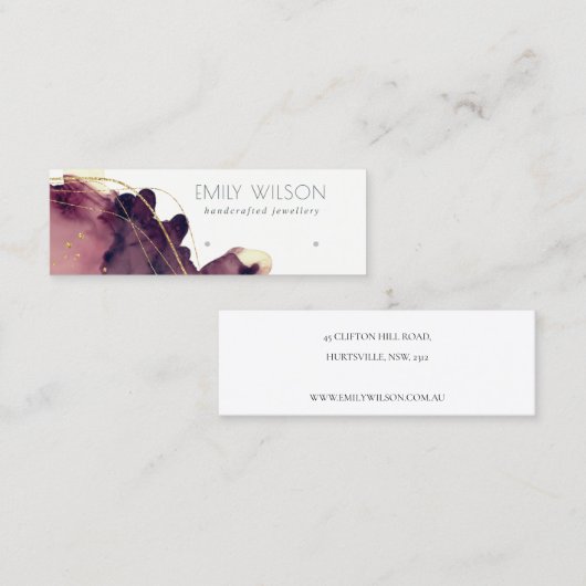 抽象芸術アルコールインク金ゴールドメーロン飾り付け スキニー名刺 (正面/裏面)