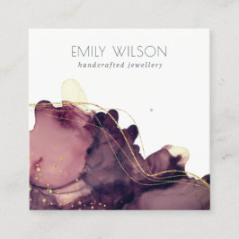 抽象芸術アルコールインク金ゴールドメーロン飾り付け スクエア名刺