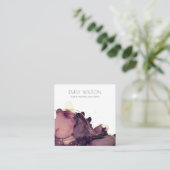 抽象芸術アルコールインク金ゴールドメーロン飾り付け スクエア名刺 (スタンド正面)