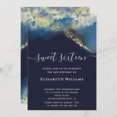 抽象芸術アルコールインク金ゴールドモダンスクリプトの入力 招待状 (正面/裏面)