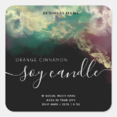 抽象芸術アルコールインク金ゴールドモダン台本キャンドル スクエアシール (正面)