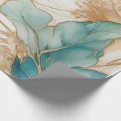 抽象芸術アルコールインク(金ゴールド境界) ラッピングペーパー (角)