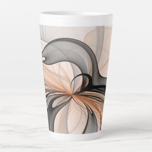 抽象芸術アントラサイエンナモダンフラクタルアート カフェラテマグ (正面)