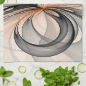 抽象芸術アントラサイトグレーシエナシェイプフラクタルアート キッチンタオル (折り畳み)