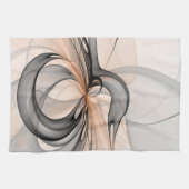 抽象芸術アントラサイトグレーシエナシェイプフラクタルアート キッチンタオル (横)