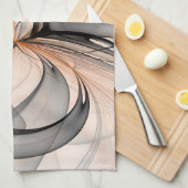 抽象芸術アントラサイトグレーシエナシェイプフラクタルアート キッチンタオル (四つ折り)