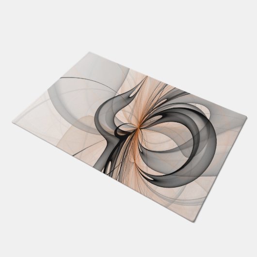 抽象芸術アントラサイトグレーシエナシェイプフラクタルアート ドアマット (アングル)