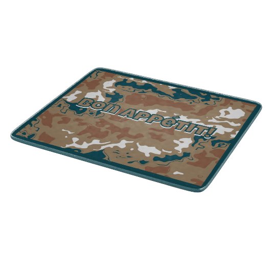 抽象芸術アースカモフラージブラウン カッティングボード (角)