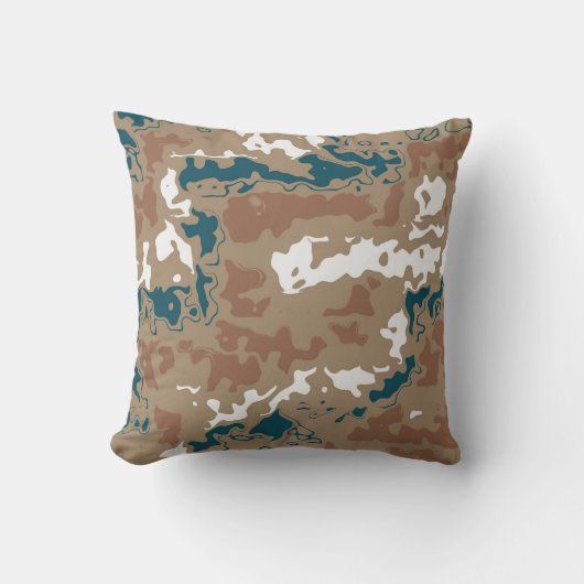 抽象芸術アースカモフラージブラウン クッション (正面)