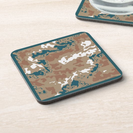 抽象芸術アースカモフラージブラウン コースター (左側)