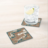 抽象芸術アースカモフラージブラウン スクエアペーパーコースター (インサイチュ)