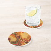 抽象芸術アースントーンスワールアートプリント コースター (側面)