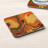 抽象芸術アースントーンスワールアートプリント コースター (左側)