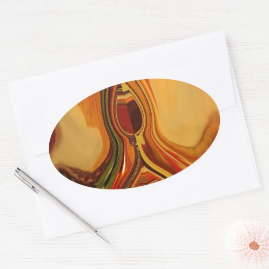 抽象芸術アースントーンスワールアートプリント 楕円形シール (封筒)