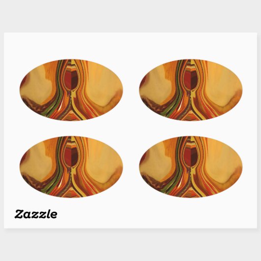 抽象芸術アースントーンスワールアートプリント 楕円形シール (シート)