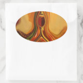 抽象芸術アースントーンスワールアートプリント 楕円形シール (バッグ)