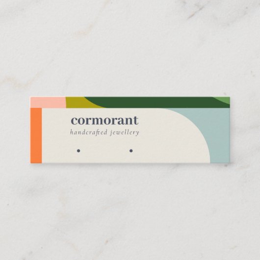 抽象芸術アーチレトロカラフルイヤリングスタッドホルダー スキニー名刺 (正面)