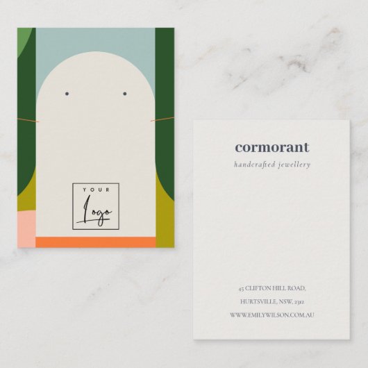 抽象芸術アーチレトロカラフルロゴネックレスイヤリング 名刺 (正面/裏面)