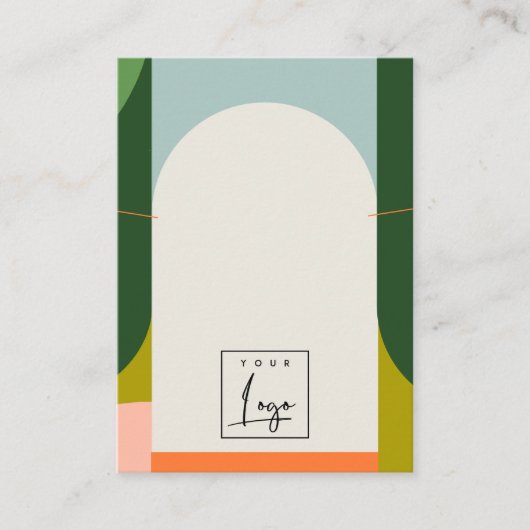 抽象芸術アーチレトロカラフルロゴネックレスホルダー 名刺 (正面)