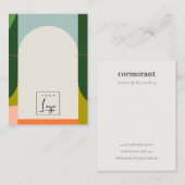 抽象芸術アーチレトロカラフルロゴネックレスホルダー 名刺 (正面/裏面)