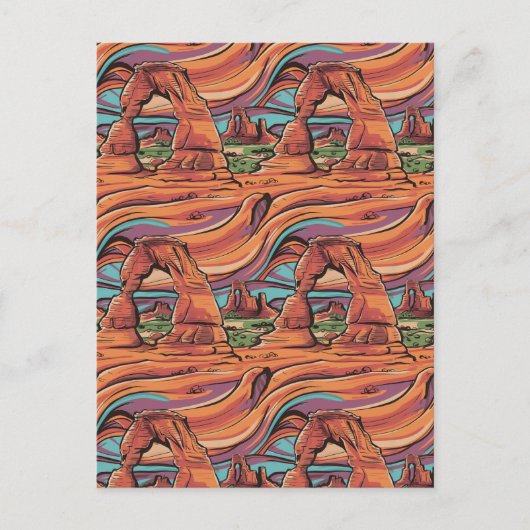 抽象芸術アーチ国立公園パターン シーズンポストカード (正面)