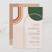 抽象芸術アーチ結婚式招待状ボホ 招待状 (正面/裏面)