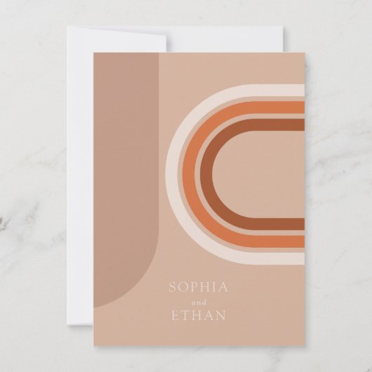 抽象芸術アーチ結婚式招待状ボホ 招待状 (裏面)