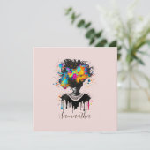 抽象芸術アーティストアフロウーマン |白黒 (スタンド正面)