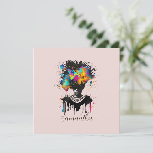 抽象芸術アーティストアフロウーマン |白黒 (スタンド正面)