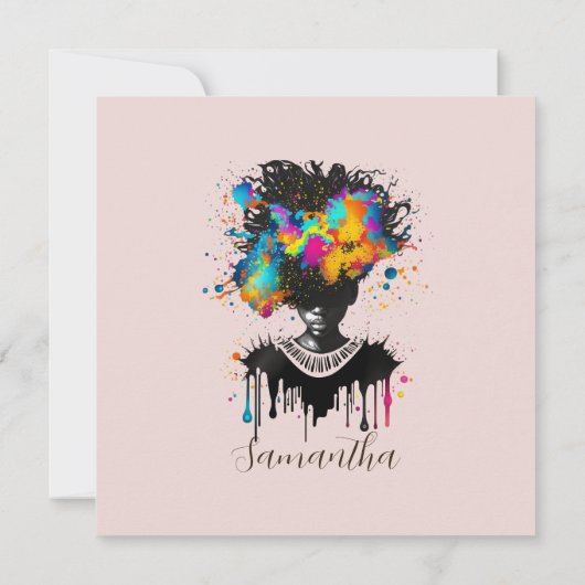 抽象芸術アーティストアフロウーマン |白黒 (裏面)