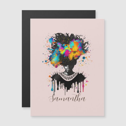 抽象芸術アーティストアフロウーマン |白黒 (正面/裏面)