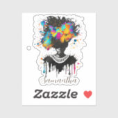 抽象芸術アーティストアフロウーマン |白黒 シール (シート)