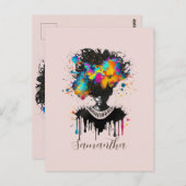 抽象芸術アーティストアフロウーマン |白黒 ポストカード (正面/裏面)