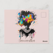 抽象芸術アーティストアフロウーマン |白黒 ポストカード (裏面)