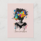 抽象芸術アーティストアフロウーマン |白黒 ポストカード (正面)