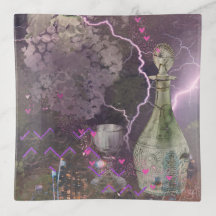 抽象芸術アートがヒューズグラスのトレイに印刷