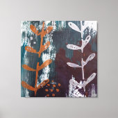 抽象芸術アートとシルバー、銅色のティール（緑がかった色） キャンバスプリント (正面)