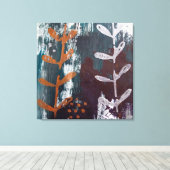 抽象芸術アートとシルバー、銅色のティール（緑がかった色） キャンバスプリント (インサイチュ (ウッドフロア))