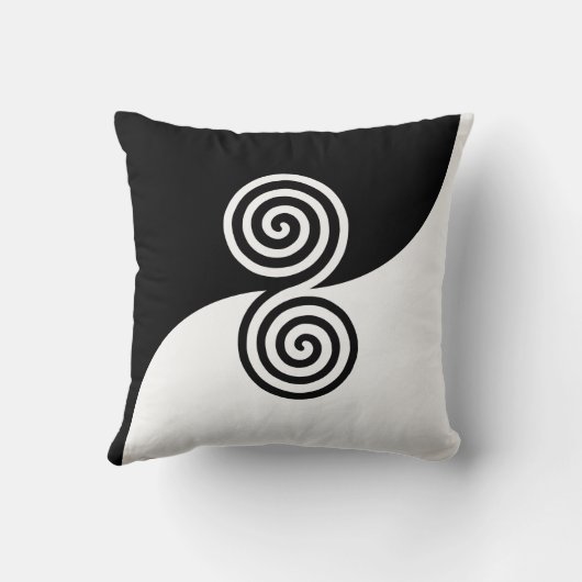 抽象芸術アートと螺旋丸(白黒) クッション (裏面)