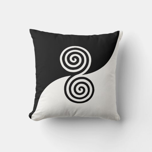 抽象芸術アートと螺旋丸(白黒) クッション (正面)