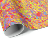 抽象芸術アートと黄色落書き ラッピングペーパー (ロールコーナー)