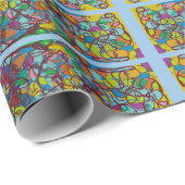 抽象芸術アートのガラスのステンドグラスの外観 ラッピングペーパー (ロールコーナー)
