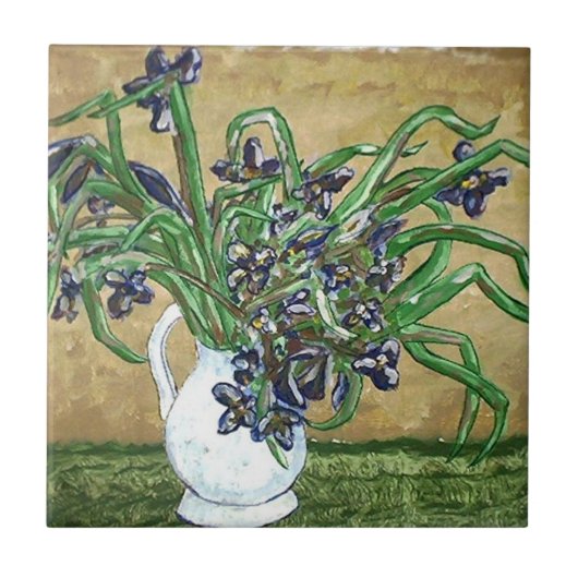 抽象芸術アートのタイル、花をテーブルに タイル (正面)
