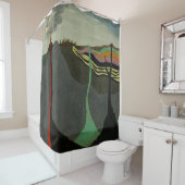 抽象芸術アートの切り離された地球火山 シャワーカーテン (インサイチュ)
