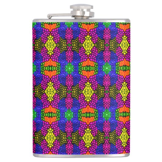 抽象芸術アートの明るいパターン フラスク (正面)