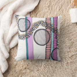 抽象芸術アートの水彩画とペン。流れに従う クッション