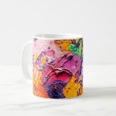 抽象芸術アートの背景キャンバスに油絵。M コーヒーマグカップ (正面左)