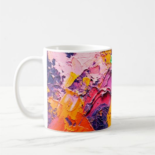 抽象芸術アートの背景キャンバスに油絵。M コーヒーマグカップ (左)