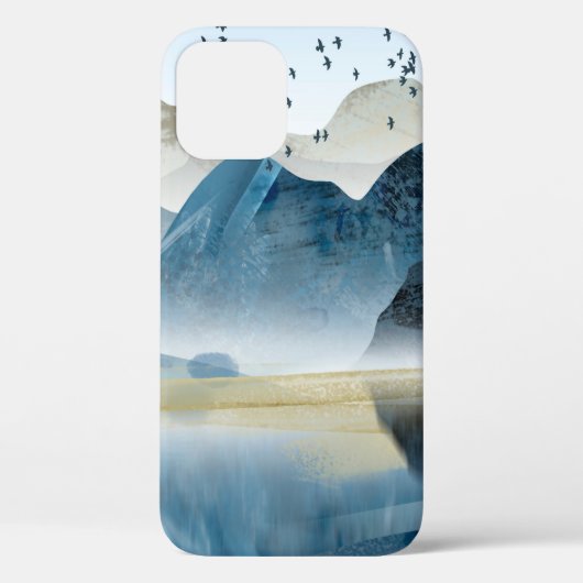 抽象芸術アートの装飾的背景山と Case-Mate iPhoneケース (裏面)
