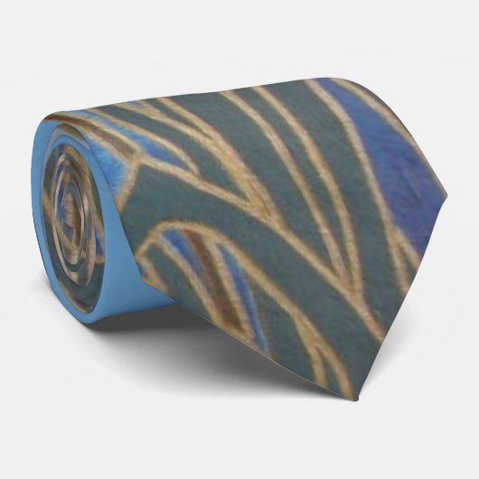 抽象芸術アートの風景はブルーブラウンと金ゴールドを産む ネクタイ (ロール)